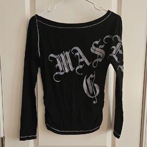 Topia Black Graphic Long Sleeve Fitted Tee